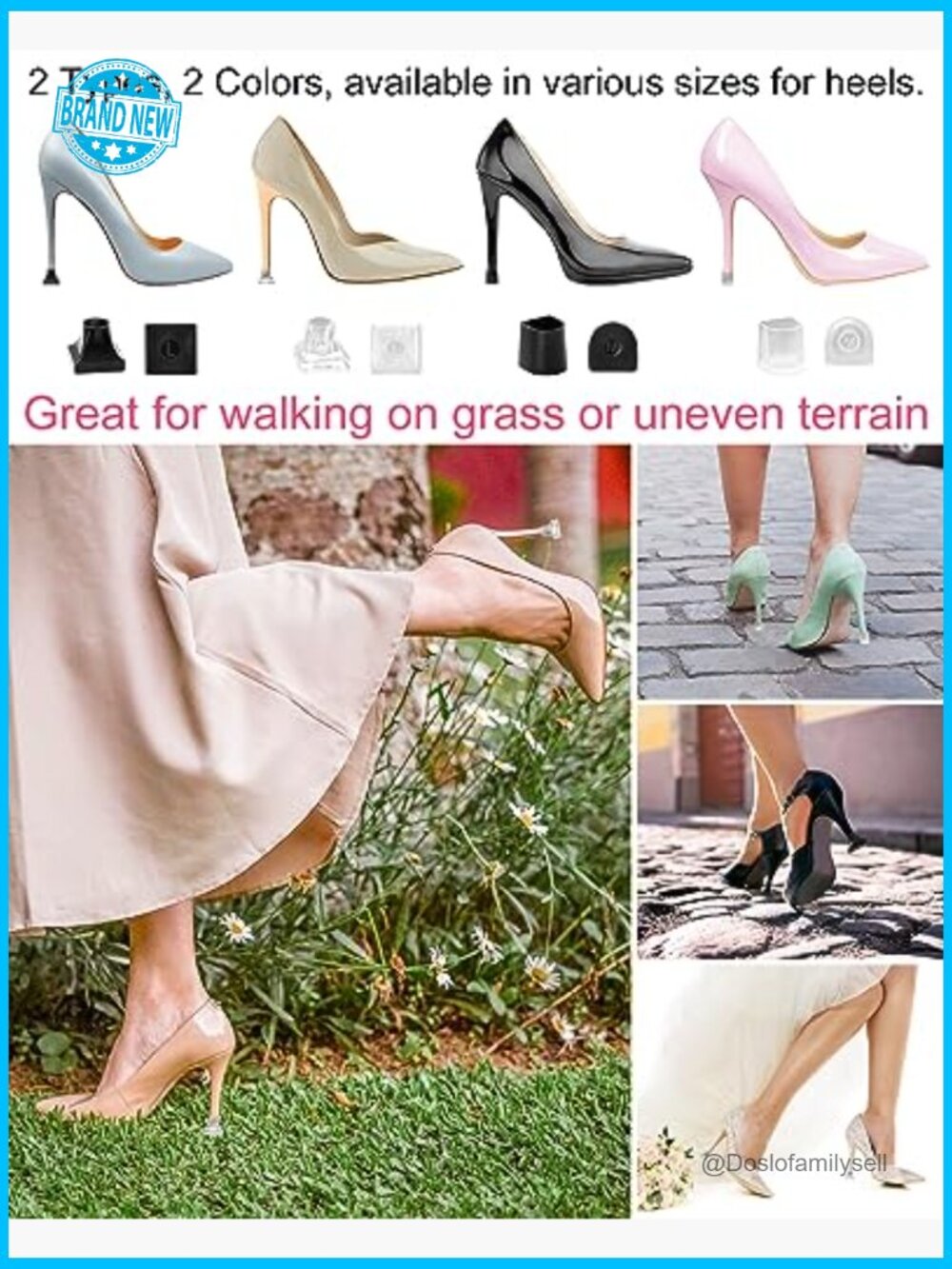 Heel Protectors for Stiletto Shoes Noise Reducing Non-Slip Caps Grass Friendly - Picture 5 of 5